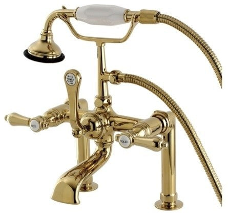 Aqua Vintage Deck Mount Clawfoot Tub Faucet, Polished Brass