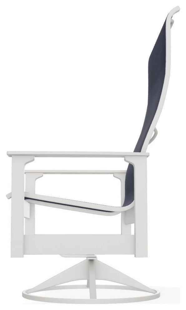 Leeward Sling Outdoor Swivel Rocker, Collect Indigo/Snow
