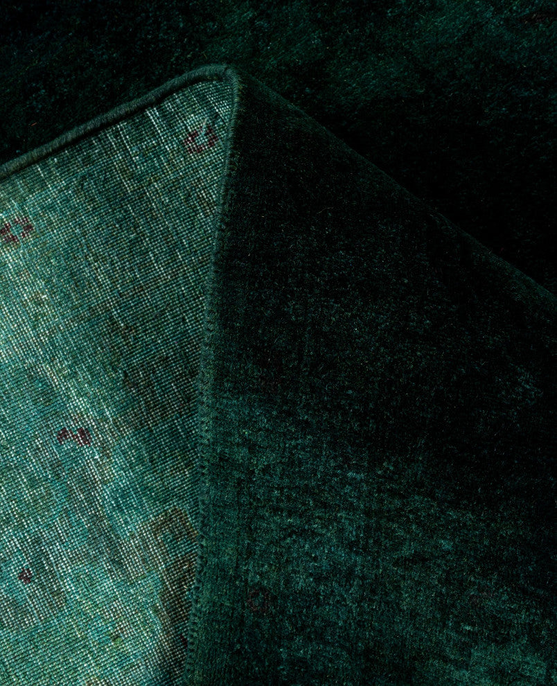 Overdyed One-of-a-Kind Hand-Knotted Area Rug Green, 6' 1" x 8' 10"