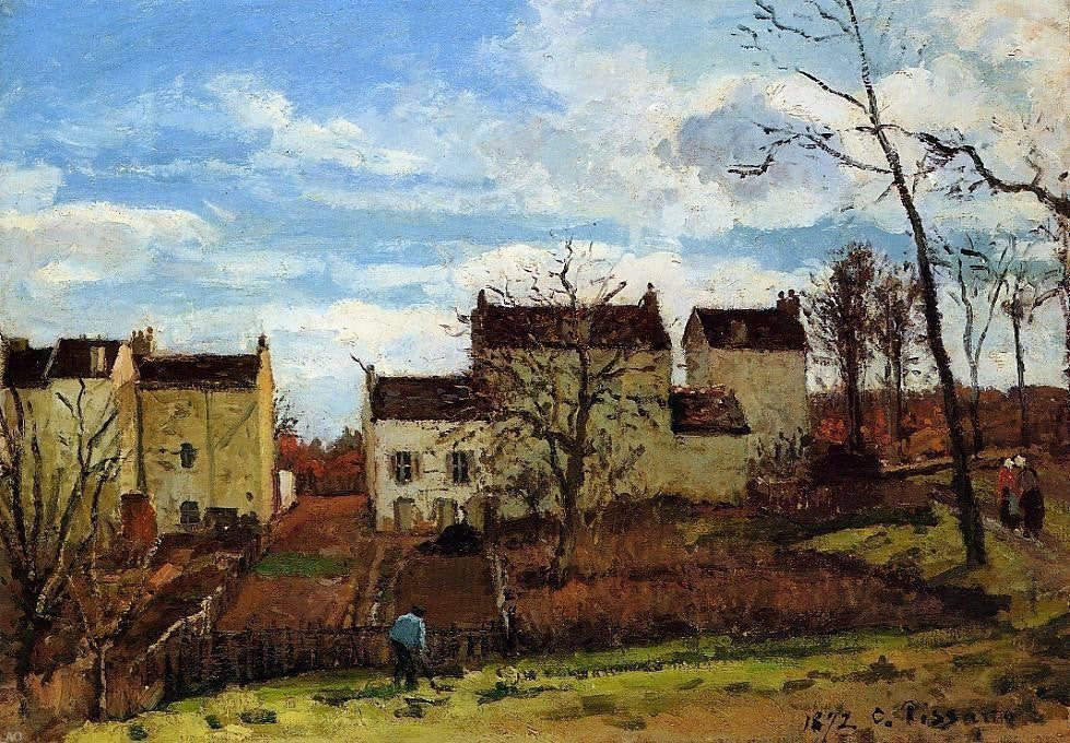 Camille Pissarro Spring at Pontoise - 18" x 27" Premium Canvas Print