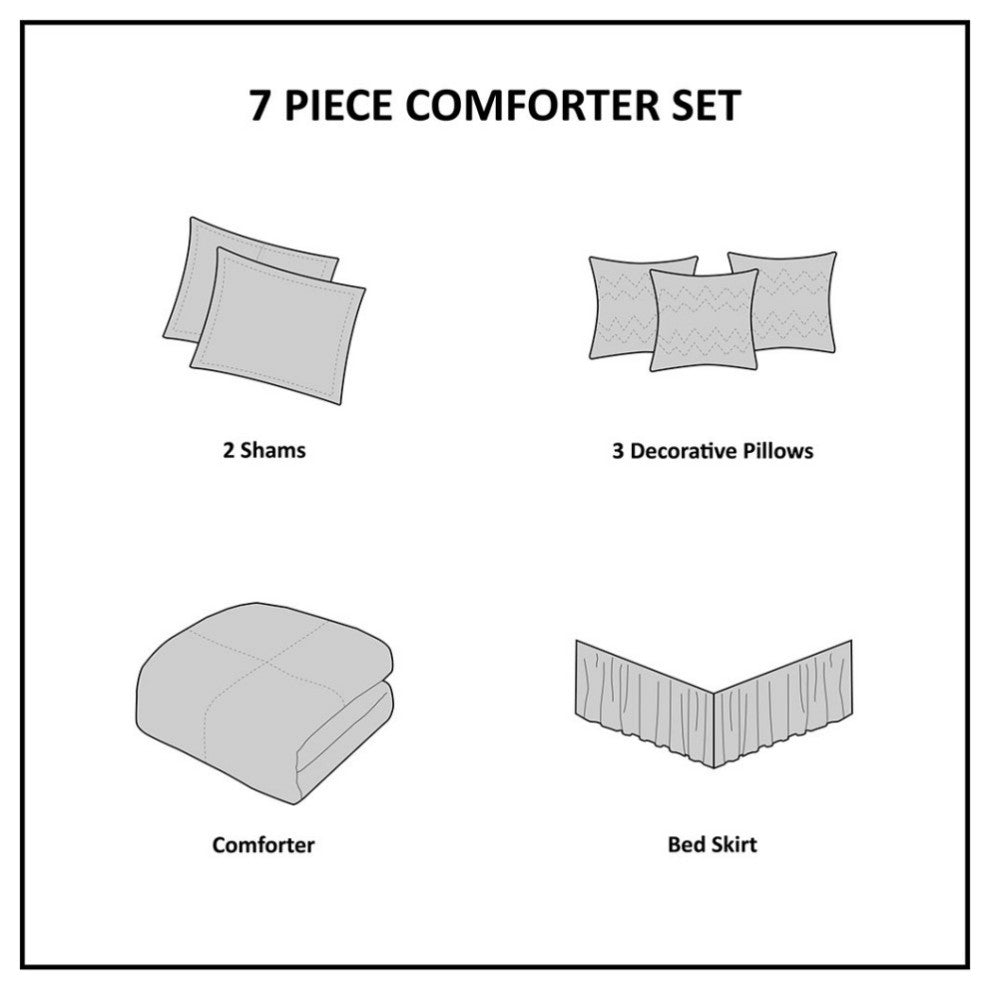 Madison Park Palmer Vera 7-Piece Microsuede Comforter Set, Red