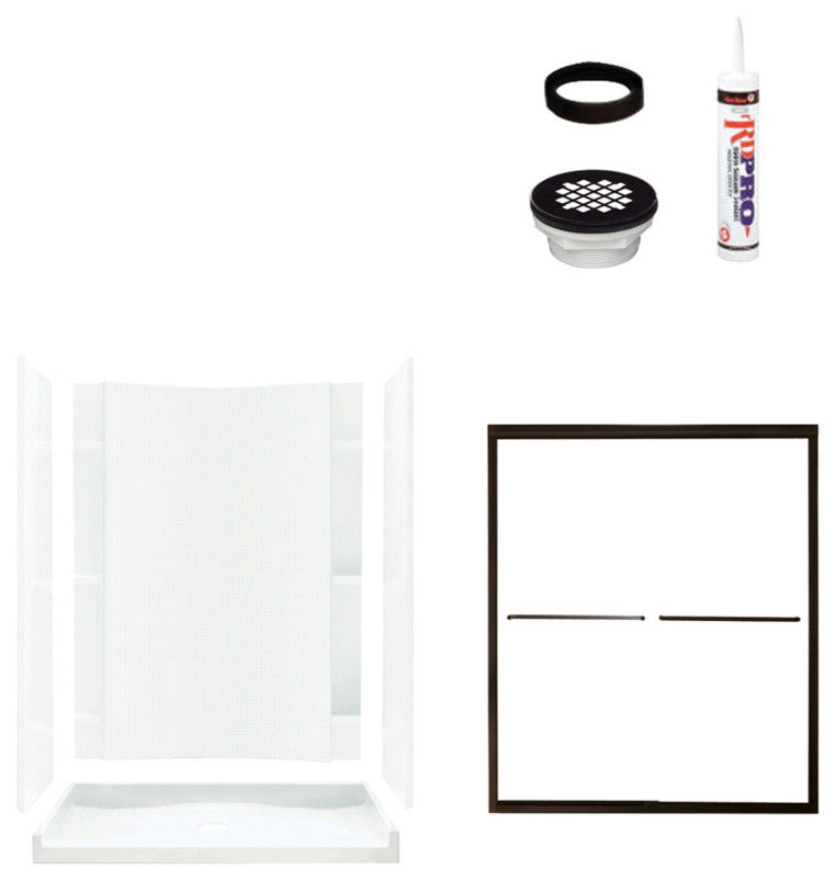 Sterling Alcove 60"x36"x77" Vikrell Center Shower Kit, White