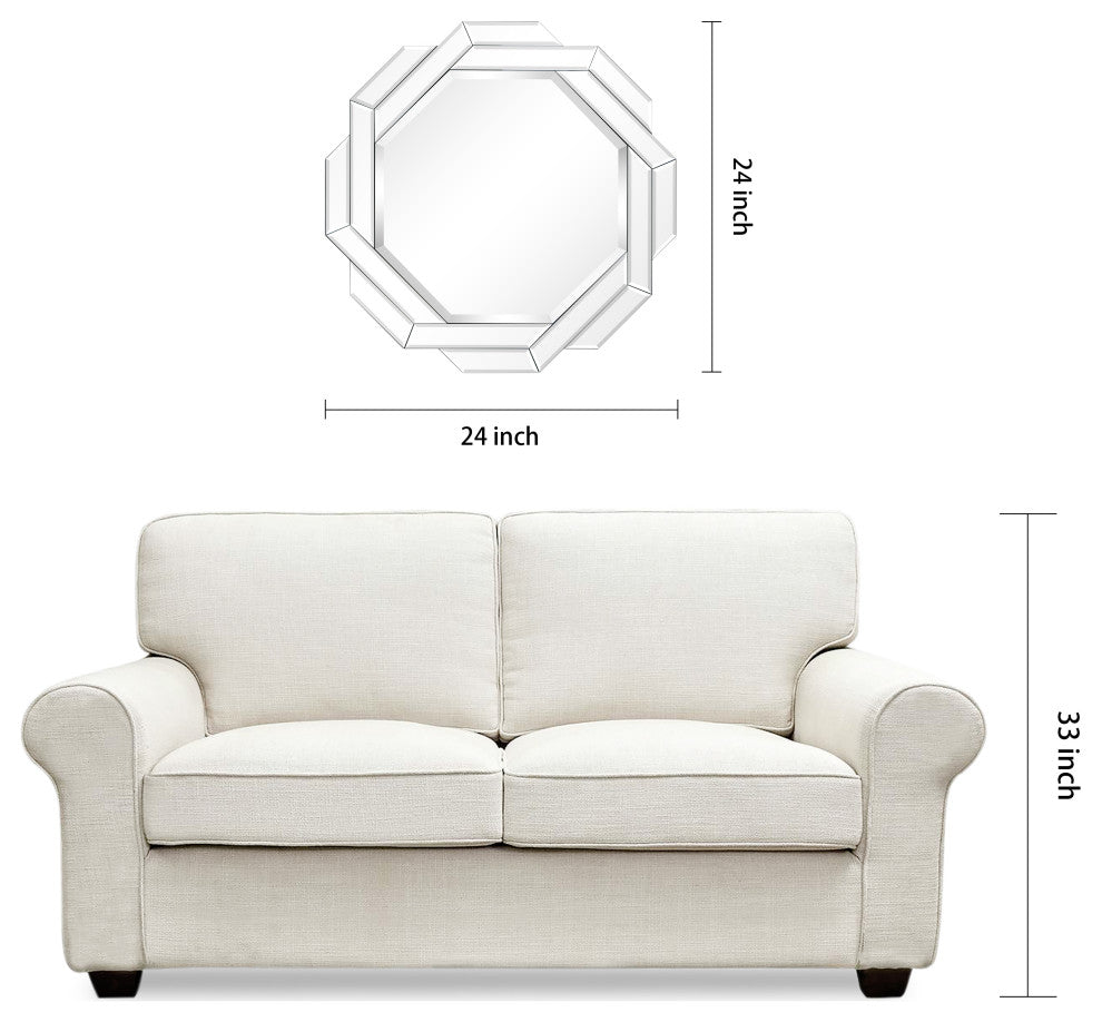 Interlaced Round Beveled Framed Wall Mirror, Mom-30020-2424