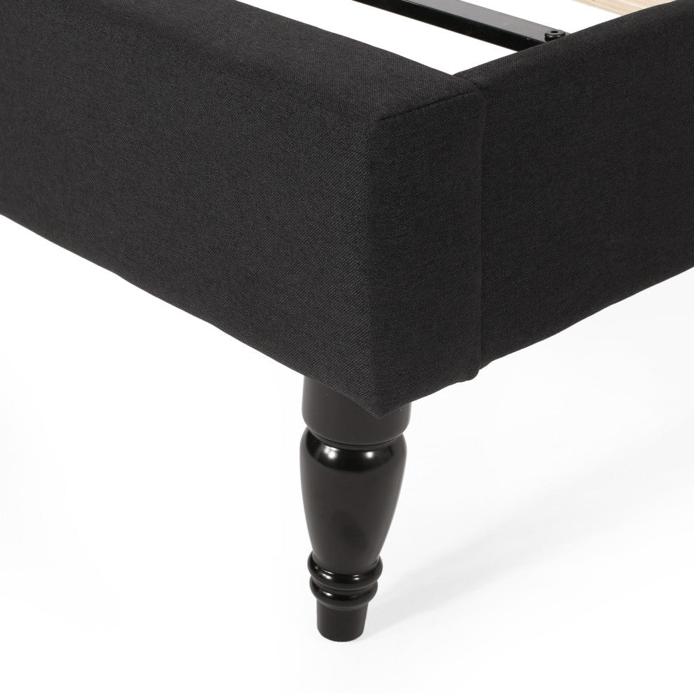 Winston Contemporary Upholstered King Bed Platform, Black