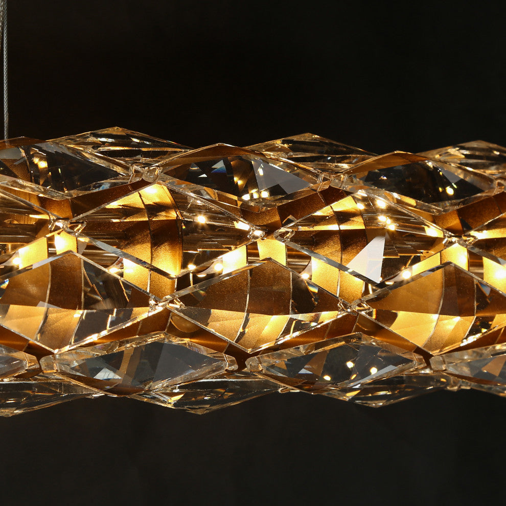 LNC Viniculture 1-Light 36" Modern Crystal Linear LED Island Light, Brass