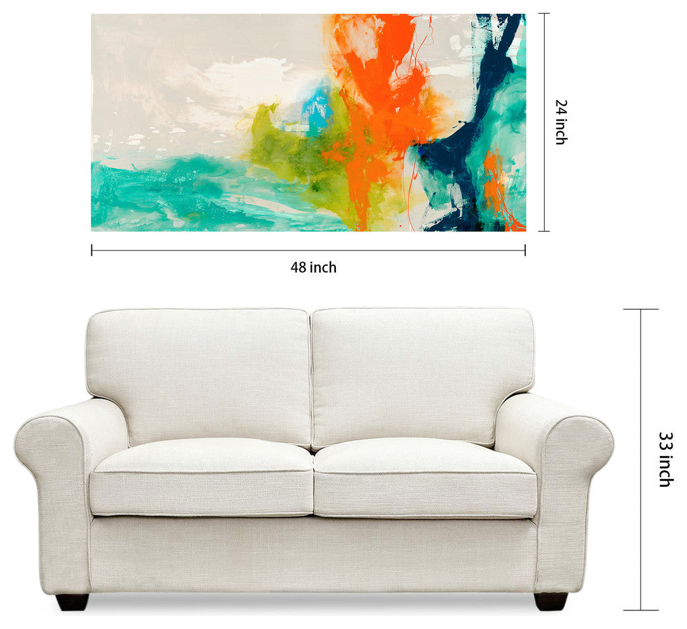 "Tidal Abstract 1" Frameless Free Floating Tempered Glass Wall Art