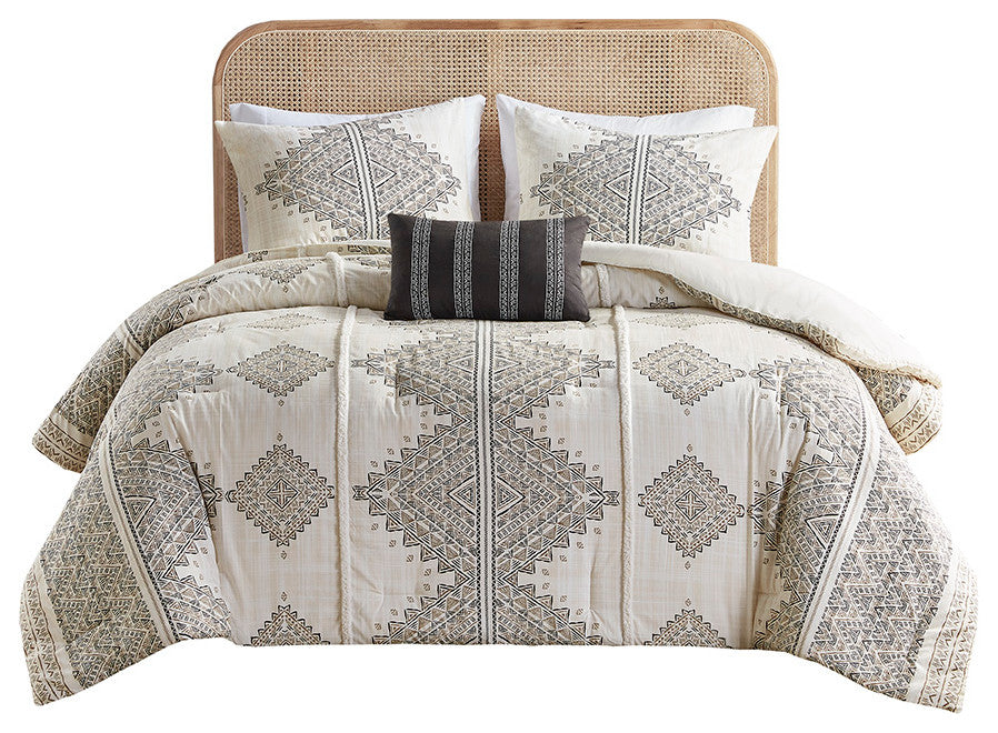Madison Park Ibiza 4 Piece Printed Comforter Set With Throw Pillow