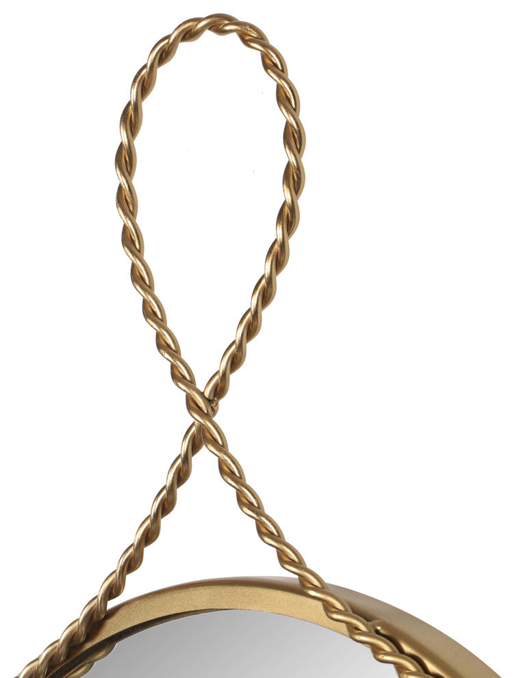 Ravina Braided Brass Wall Mirror, Round