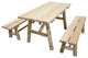 White Cedar Log Picnic Table With 2 Benches, 5 Foot