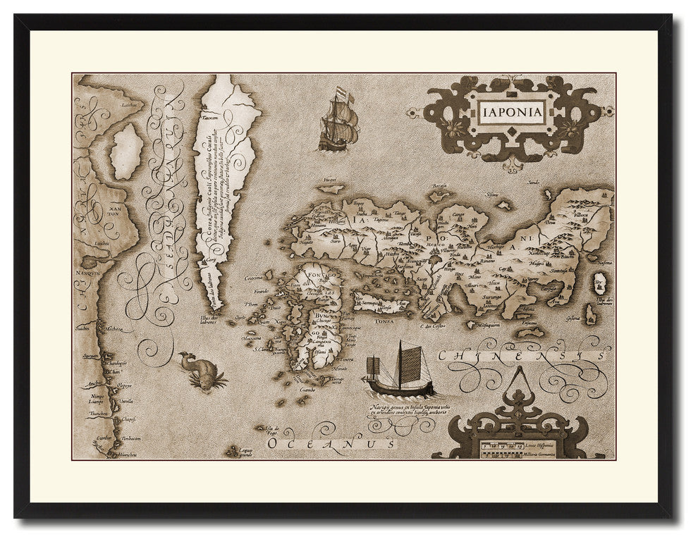 Japan Vintage Sepia Map Canvas Print, 28"x37"