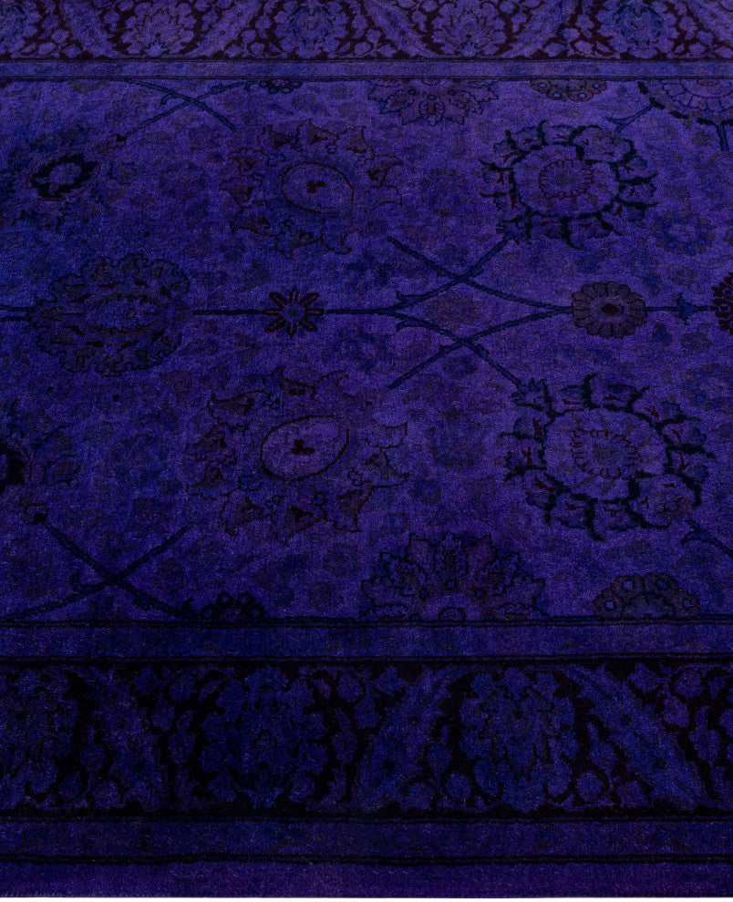 Overdyed One-of-a-Kind Hand-Knotted Area Rug Purple, 3' 1" x 10' 7"