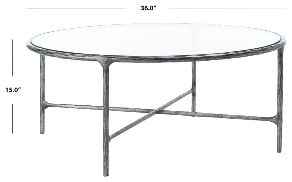 Safavieh Couture Jessa Round Metal Coffee Table, Silver
