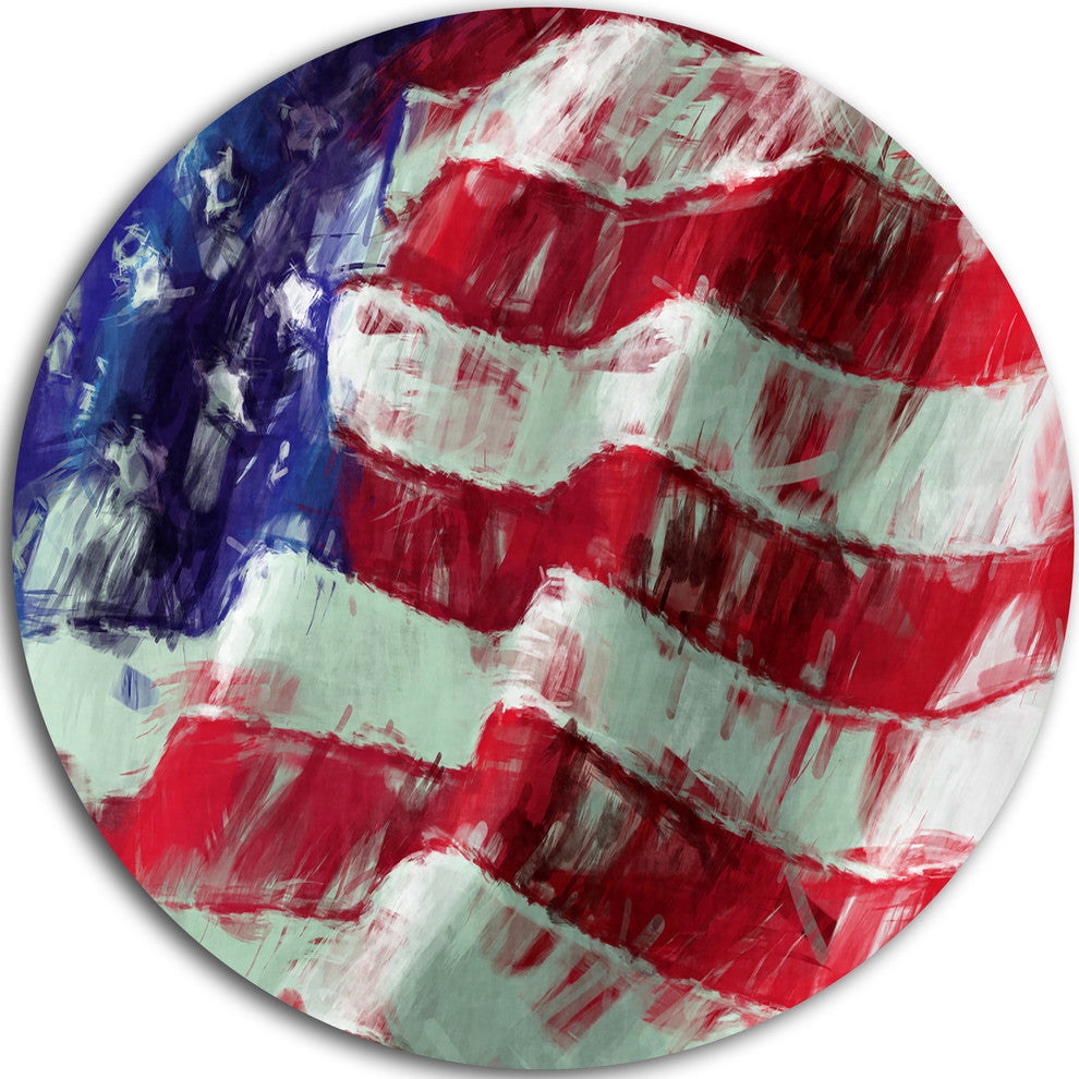 Usa Flag Abstract Art, Map & Flag Disc Metal Wall Art, 36"