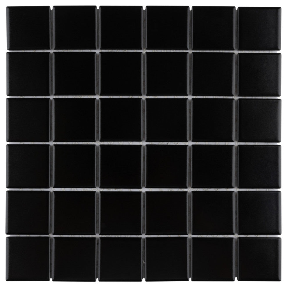 Metro Quad Matte Black Porcelain Floor and Wall Tile