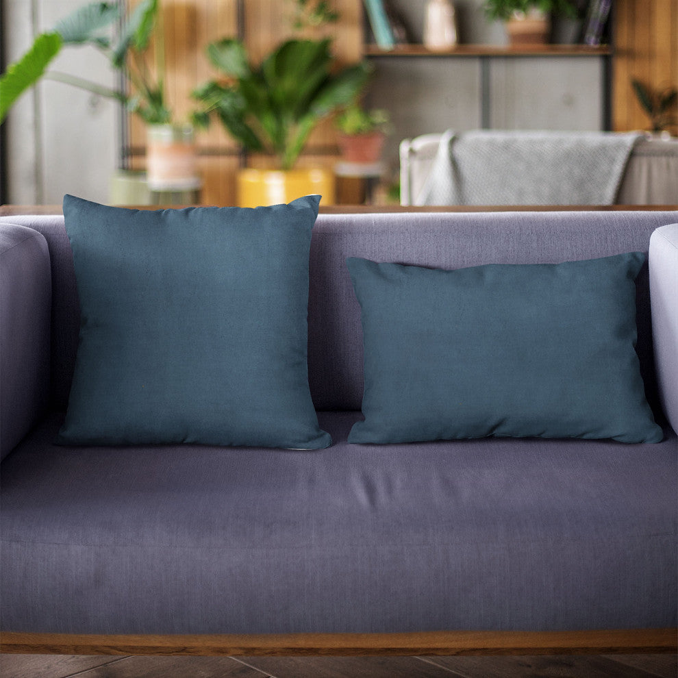 Navy Solid Shiny Velvet Luxury Throw Pillow, Double sided 12"x20"