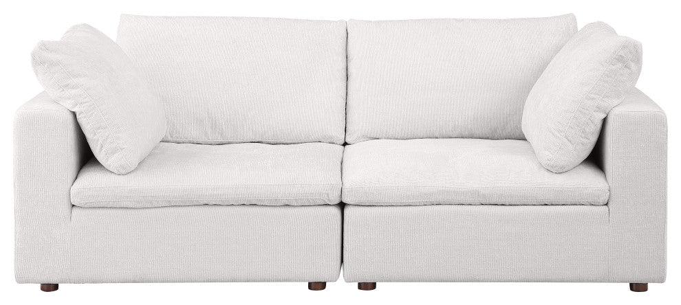 Dante Modular Loveseat Upholstered, Genuine Belfast Fabric, Light Gray