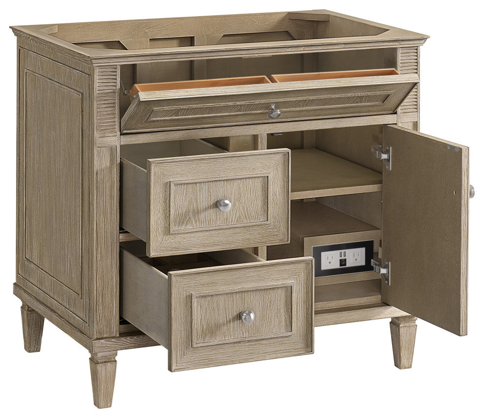 Lorelai 36" Single Vanity, Oak, 3 CM White Zeus Top