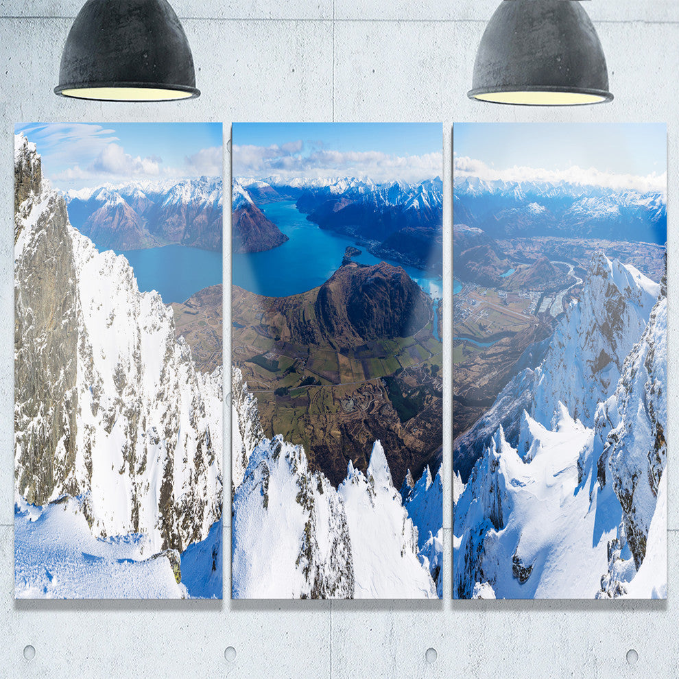 "Frankton and Lake Aerial View Panorama" Metal Wall Art, 3 Panels, 36"x28"