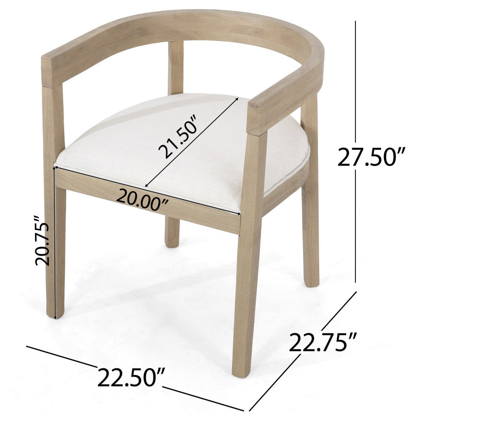 GDF Studio 47.25" Round Pedestal Dining Table With 4 Armchairs, Beige/Black