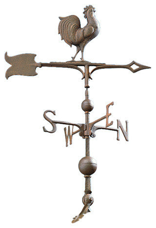 30" Full-Bodied Rooster Weathervane, Verdigris