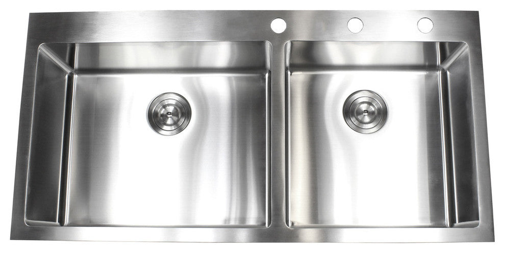43" Drop In Topmount Stainless Steel Double Bowl Kitchen Sink Package
