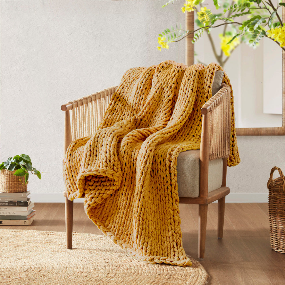 Madison Park Chunky Double Knit Hand Made Throw Blanket
