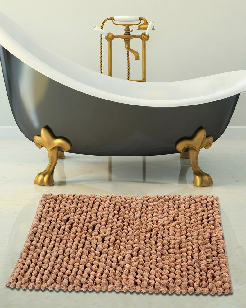 Bath Rug Cotton and Microfiber Hand Loom, 36"x24", Beige, GSF 200, Bubbles