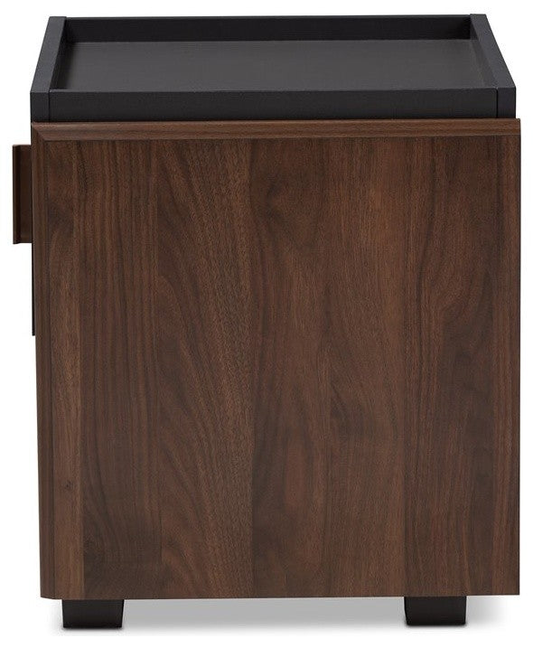 Rikke Two-Tone Gray and Walnut Wood 1-Drawer Nightstand