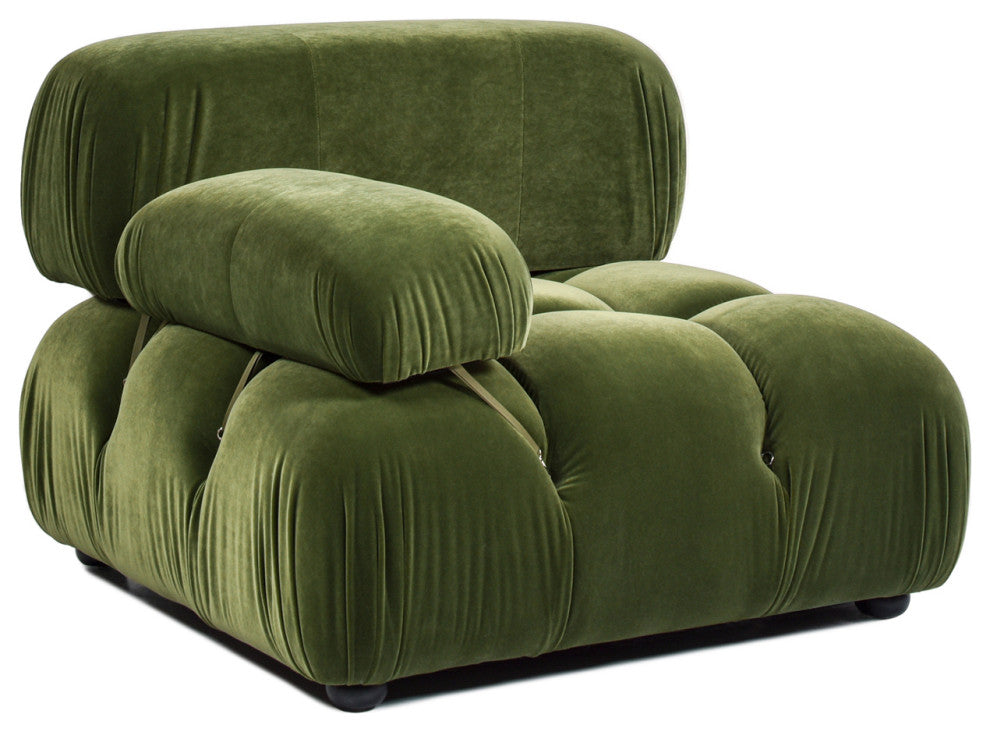 Marcel 36" Modular Arm Chair, Olive Green Performance Velvet