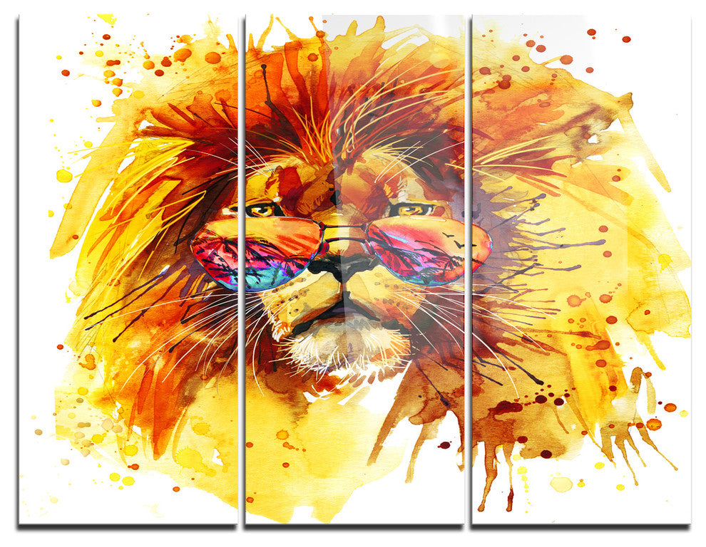 "The King Watching" Glossy Metal Wall Art, 3 Panels, 36"x28"
