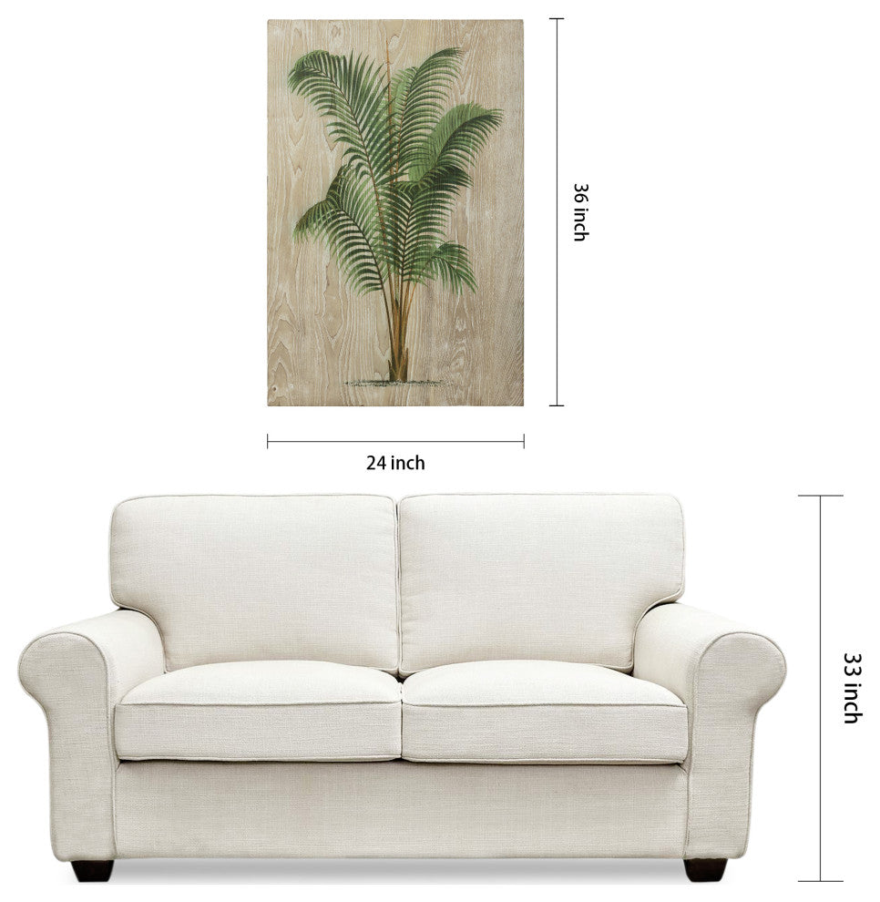 Coastal Palm Fine Giclee Printed on Hand Finished Ash Wood Wall Art, Diptych Set