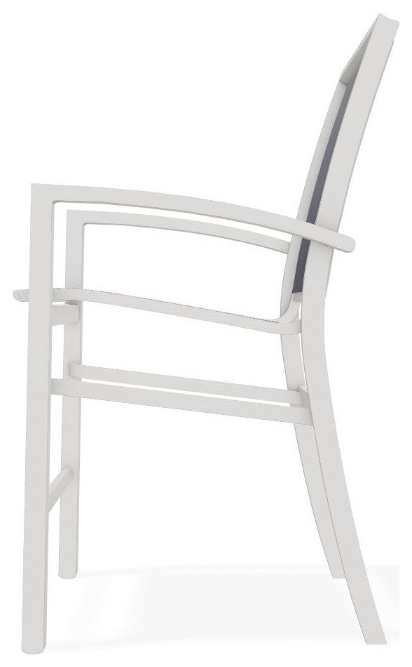 Kendall Sling Balcony Height Stackable Outdoor Stool, Moments Navy/Snow
