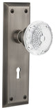 New York Plate Single Dummy, Keyhole Crystal Meadows Knob, Antique Pewter