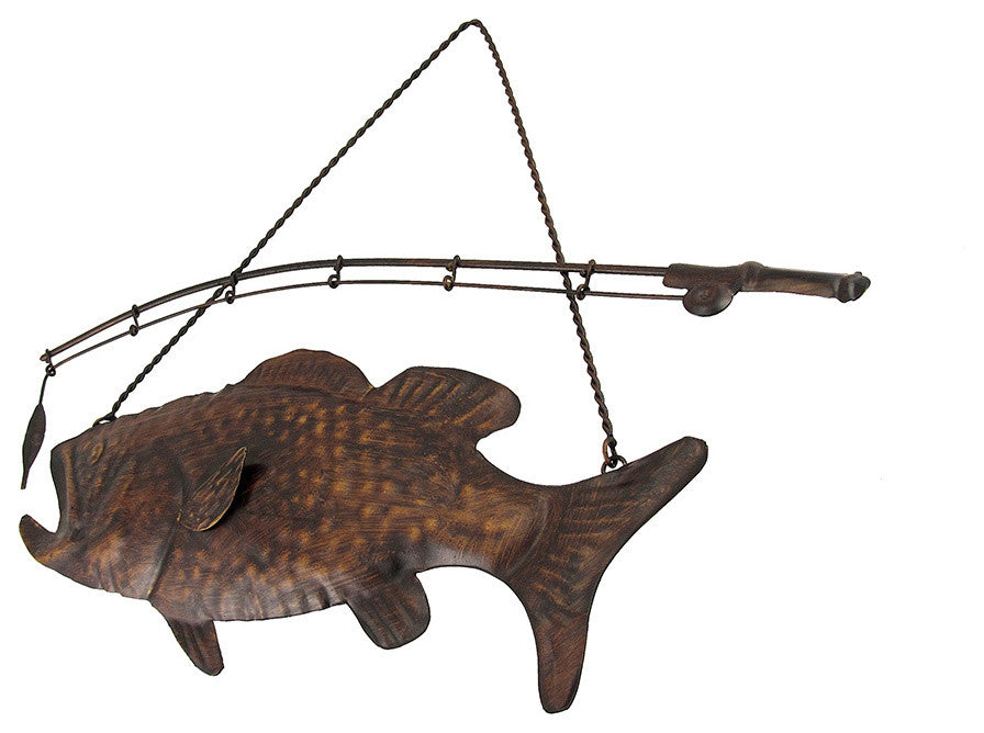 Rustic Finish Largemouth Bass Metal Wall Hanging