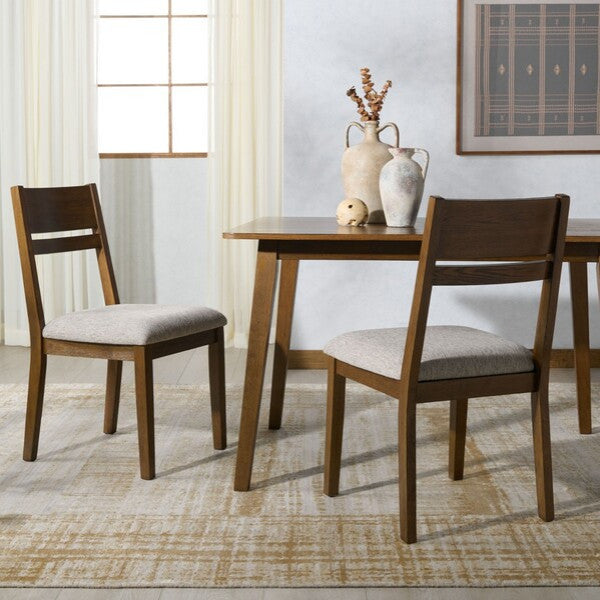 Safavieh Couture Bellalexa Wood Dining Chair, Medium Oak/Light Grey