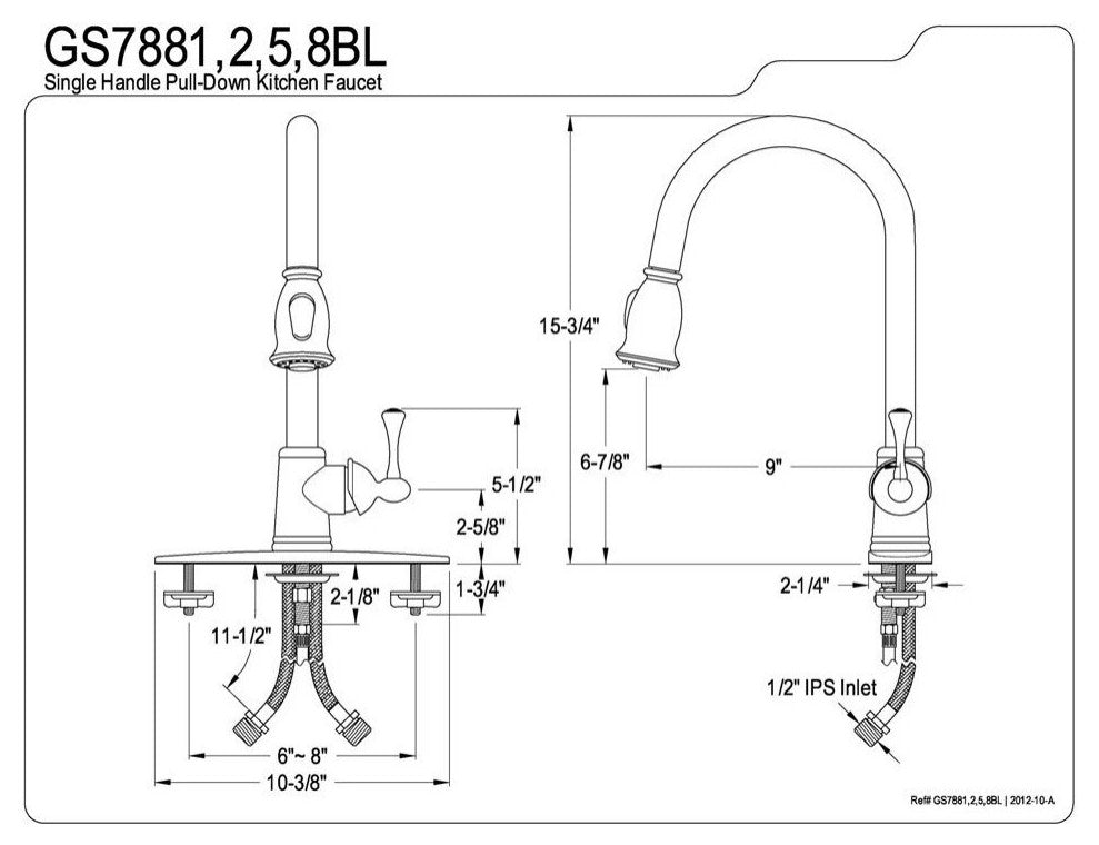 Polished Brass Gourmetier Pull-Down Single Handle Kitchen Faucet GS7882BL