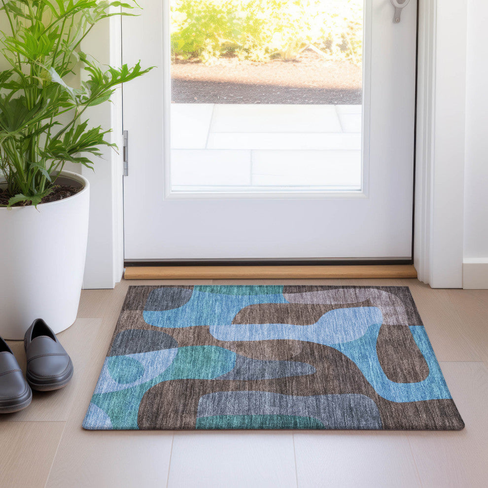 Machine Washable Indoor/Outdoor Chantille ACN1867 Brown 1'8" x 2'6" Rug