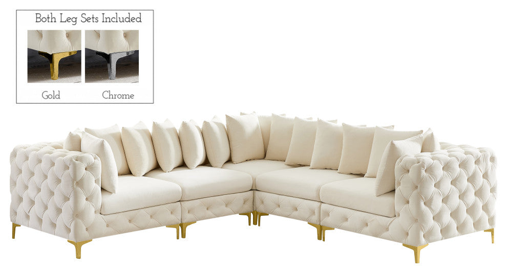 Tremblay Modular Sectional, Cream, L-Shaped, 5-Piece: Armless (2), Corner (3)