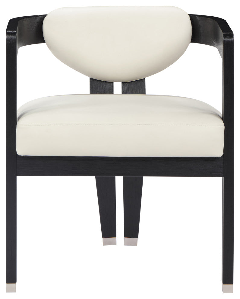 Carlyle Faux Leather Upholstered Dining Chair, Cream, Black Finish