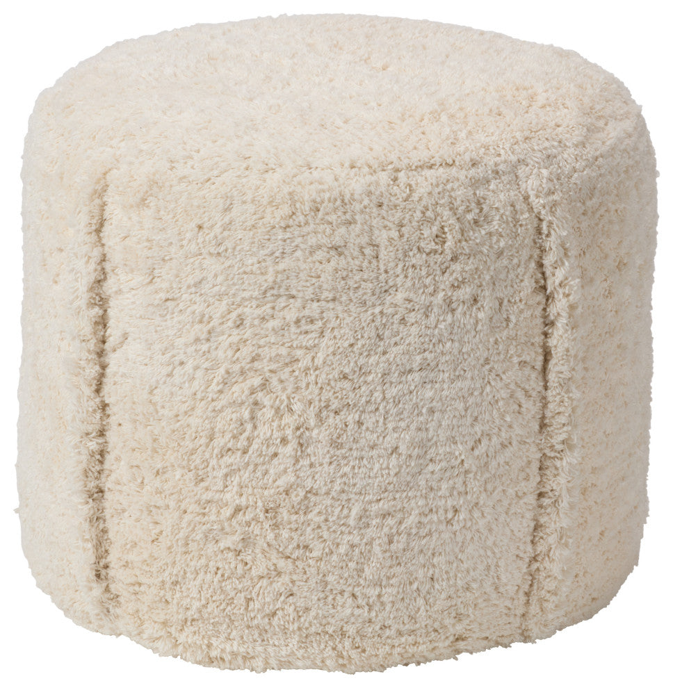 Vibe Living Kore Handmade Solid Cream Cylinder Pouf