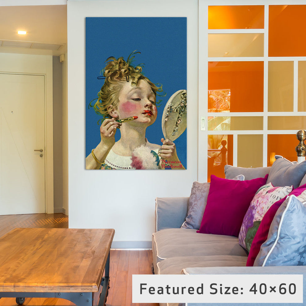 "Little Girl with Lipstick" by Norman Rockwell, 40x26x1.5"