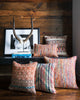 Recycled Sari Silk With Texture Throw Pillow, Rust / Multi, 22"x22", No Fill