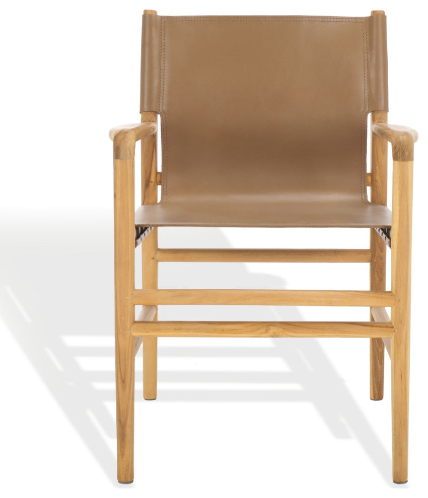 Safavieh Couture Cassaphina Leather Arm Chair, Brown/Natural