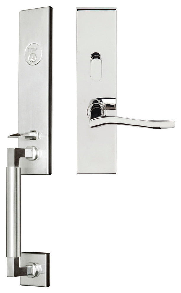 Waterfall Lever, Mortise Entry Handleset, RHR, Polished Stainless Steel