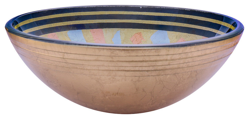 Celebrazione Glass Vessel Sink and Drain, Oil Rubbed Bronze