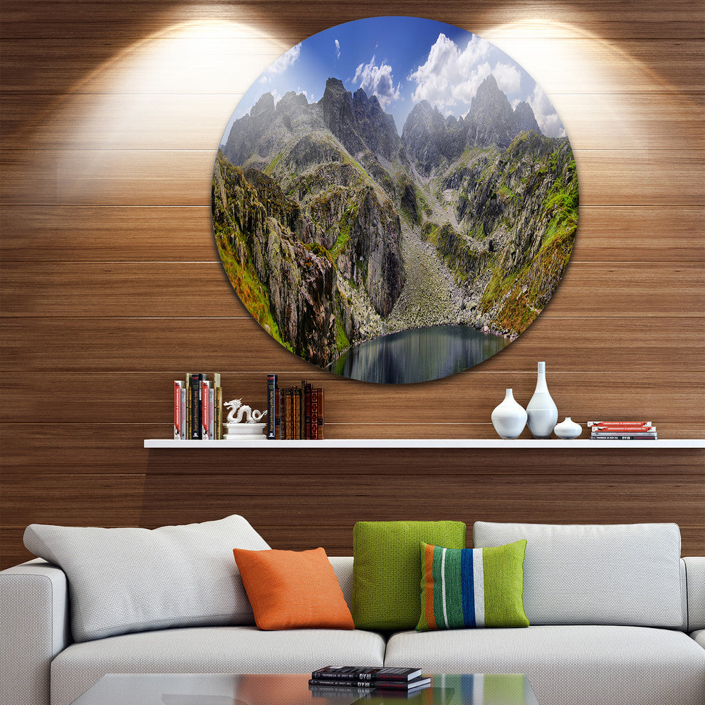 Tatra Mountains Panorama, Landscape Photo Disc Metal Wall Art, 36"