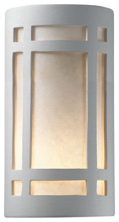 Ambiance Large Craftsman Window Wall Sconce, Bisque