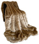 Plutus Brown Gold Rabbit Faux Fur Luxury Throw Blanket, Throw 36"W x 60"L
