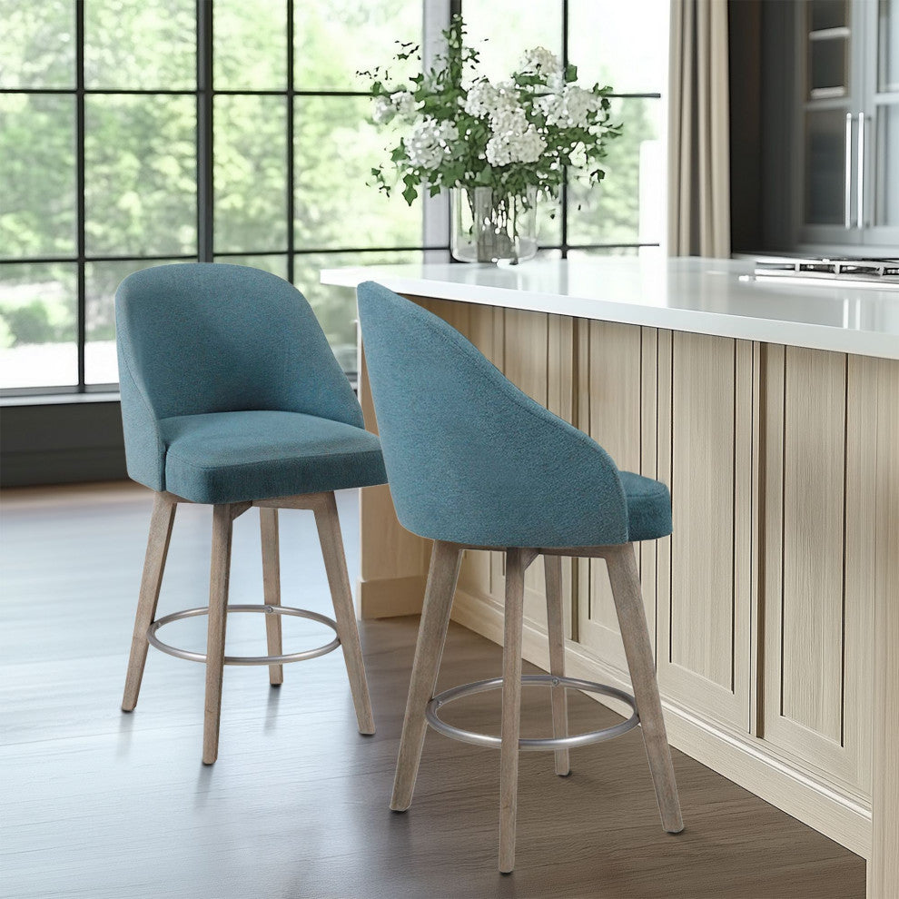 Madison Park Pearce Swivel Stool Barrel Style, Teal, 25.75" Counter Stool