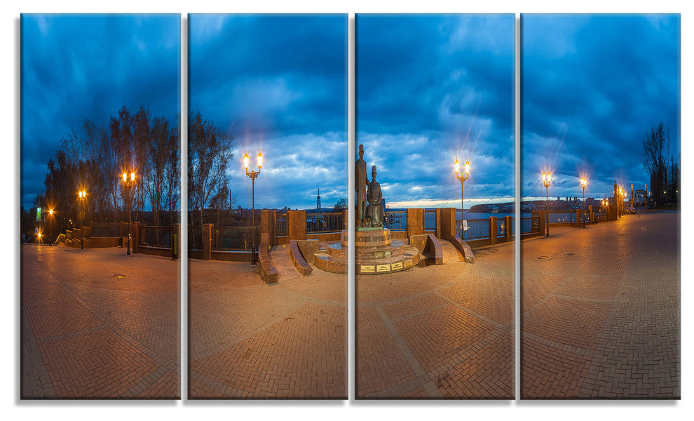 "Monument To Armories Panorama" Landscape Print Wall Artwork, 4 Panels, 48"x28"